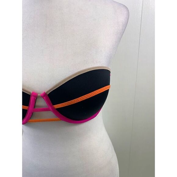 Victoria’s Secret Black Neon Strapless Bikini Top Size 32D - Picture 5 of 8